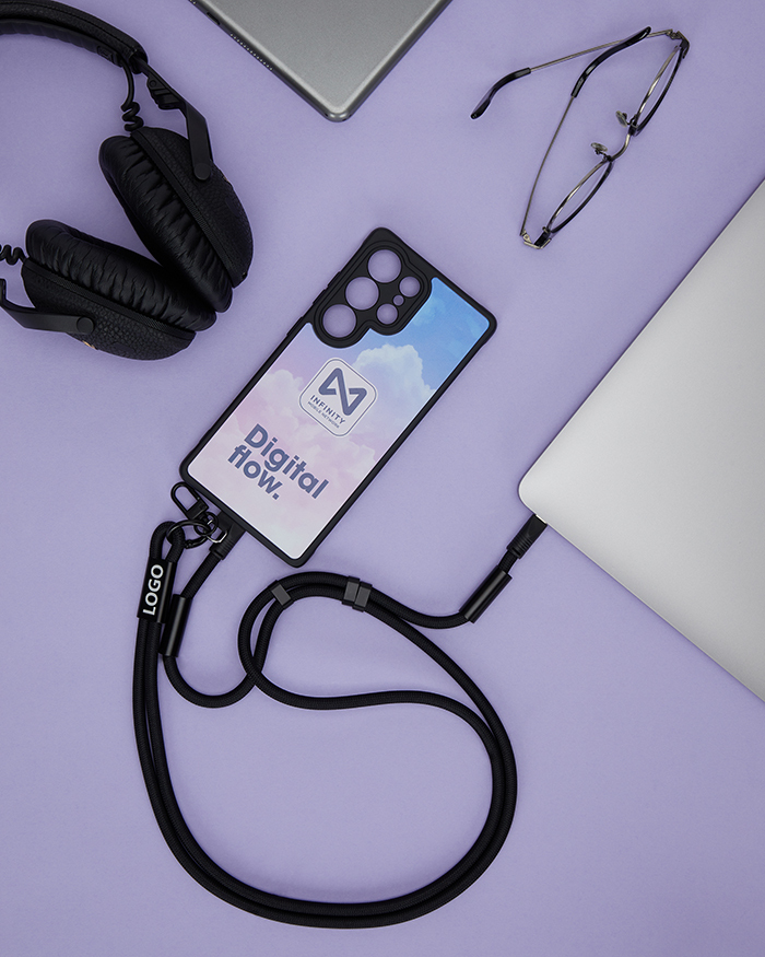 MC1006 Dragonne réglable avec câble de chargement USB-C vers USB-C 60W et support de... publicitaire personnalisé - vue 10