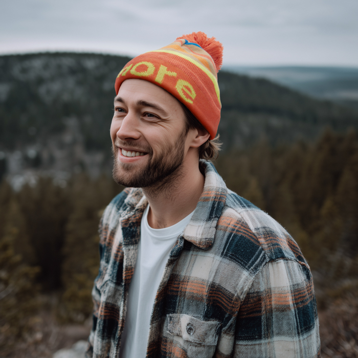 MW1110 Bonnet à revers en jacquard avec pompon en rPET à motif personnalisé. publicitaire personnalisé - vue 18