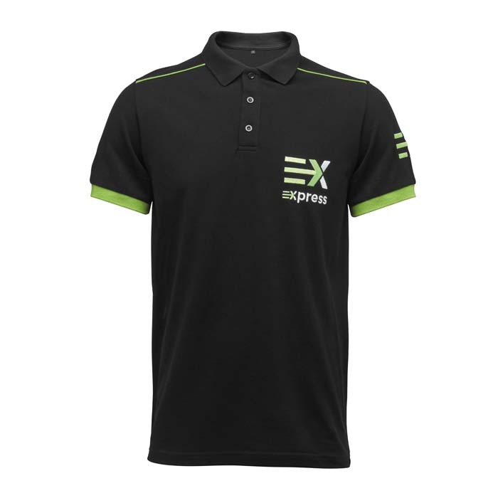 Polo en coton avec passepoils contrastés 190gsm