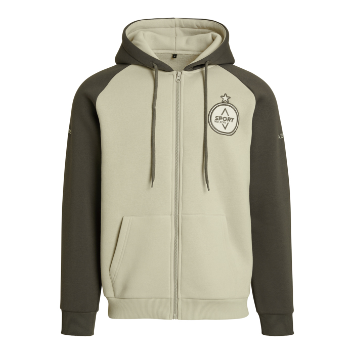 Sweat zippé à capuche raglan .