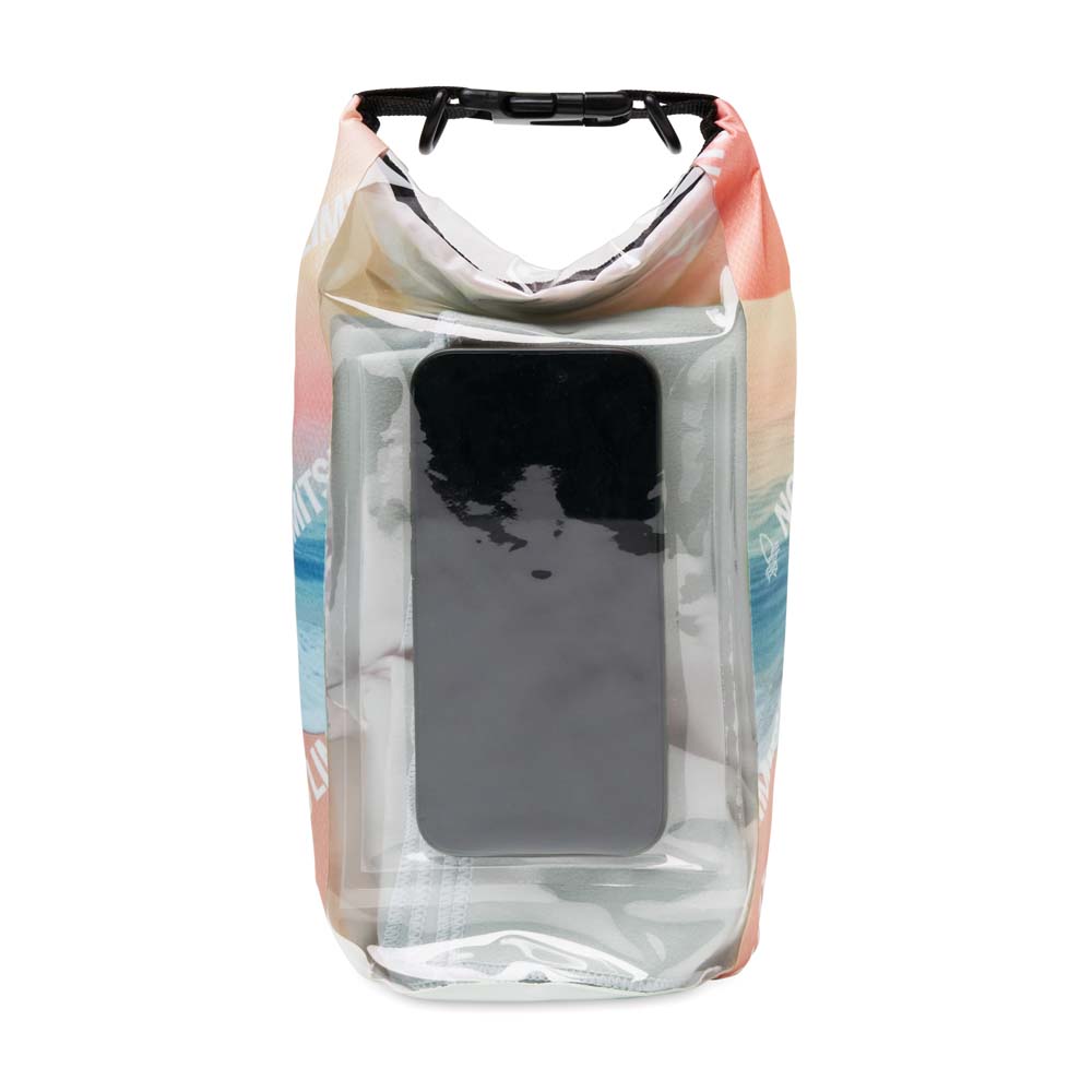 Sac étanche de 2 L en tissu ripstop fabriqué à partir de RPET, avec fenêtre en PVC pour voir et retrouver facilement vos affaires.