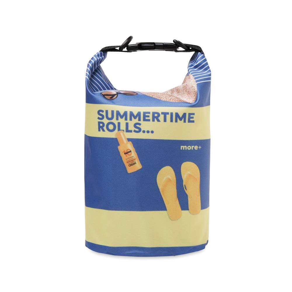 Sac étanche de 1,5 L en PET recyclé, avec sangle d’épaule en option.