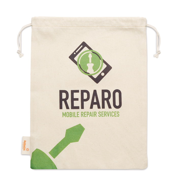 Sac d'épicerie en coton avec maille sur 1 côté (30x35cm).