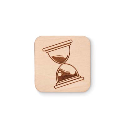 MBDG02 Épinglette en bois forme carrée avec fermeture par épingle de sûreté publicitaire personnalisé - vue 1