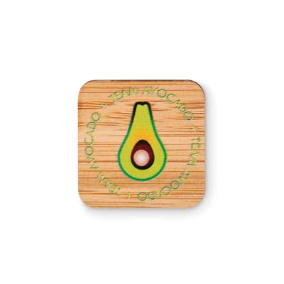 Épinglette en bambou forme carrée avec fermeture par épingle de sûreté