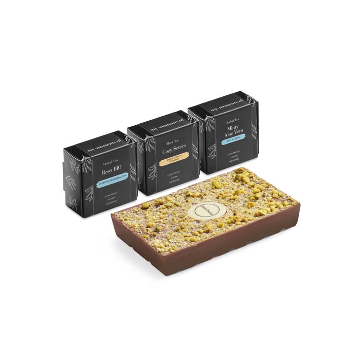 MI4003 3 thés zen et un coffret cadeau en chocolat de style Dubaï. publicitaire personnalisé - vue 1
