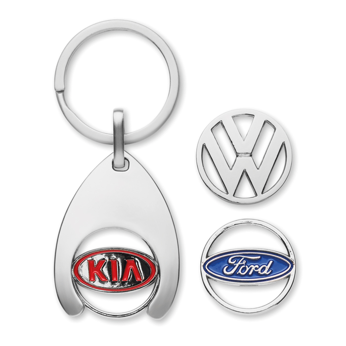 Porte-clés avec 3 options de jetons personnalisés (1 € / 1 £).