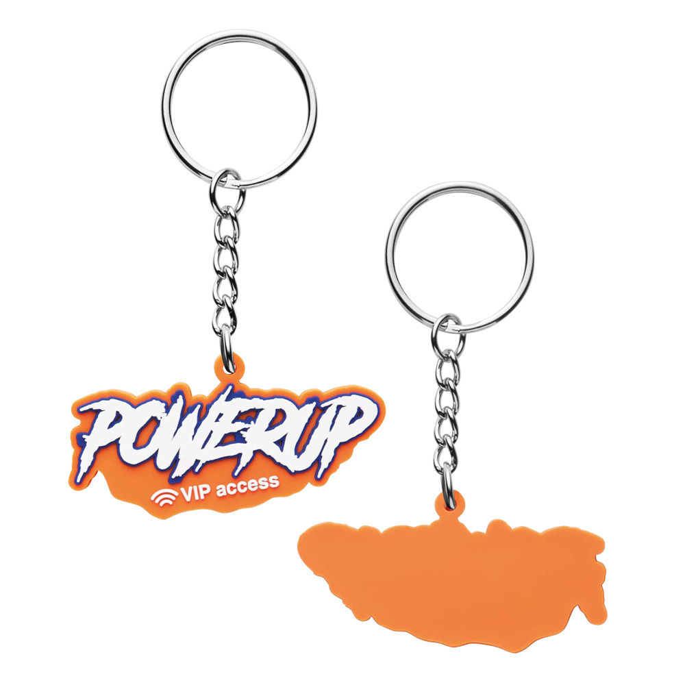 Porte-clés NFC personnalisé en caoutchouc PVC avec un logo sur une seule face.