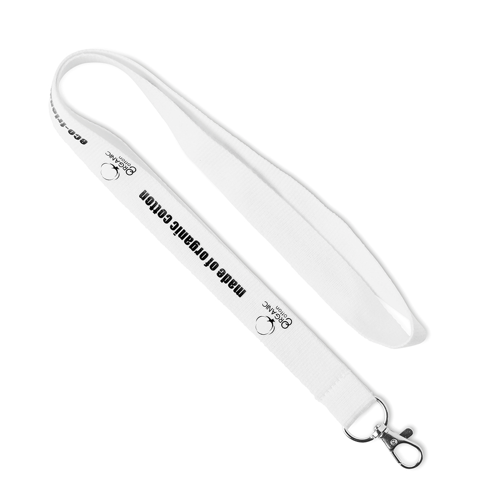 Lanyard en coton biologique avec impression 1 couleur sur 1 côté.