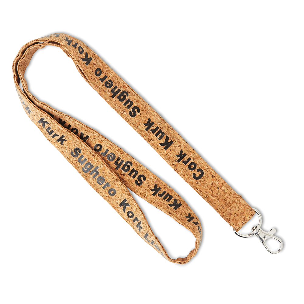 Lanyard en liège avec impression en 1 couleur sur 1 côté.