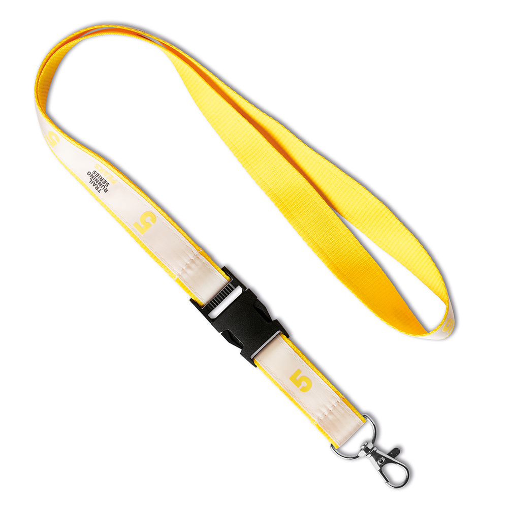 Lanyard avec boucle et impression 1 couleur sur le satin.