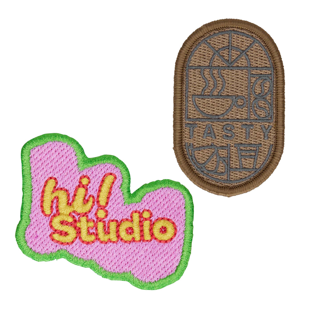 MPAT02 Écusson de forme personnalisée, avec bordure Merrow et logo brodé. publicitaire personnalisé - vue 1