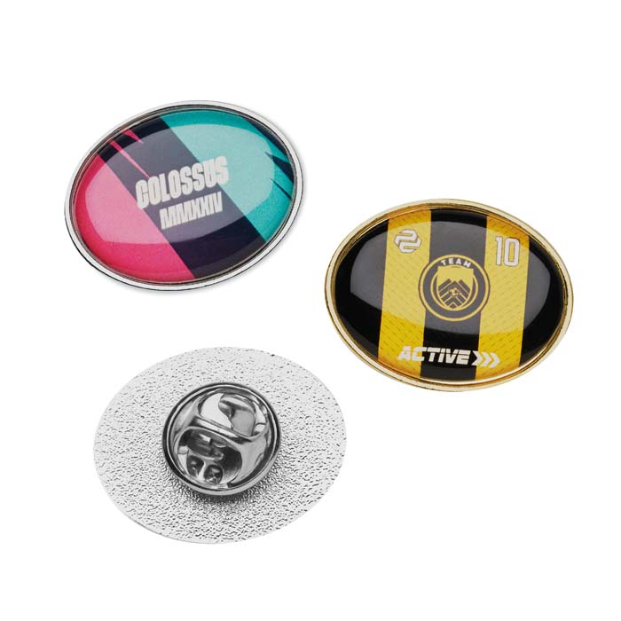 MPIN10 Pin's oval en métal avec doming publicitaire personnalisé - vue 1
