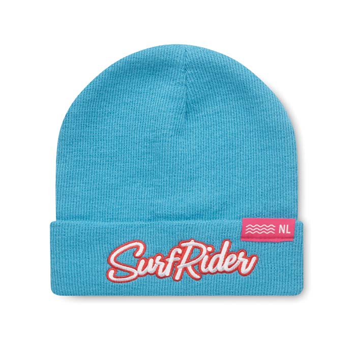 MW1002 Bonnet à manchettes en acrylique double épaisseur, unicolore. publicitaire personnalisé - vue 1