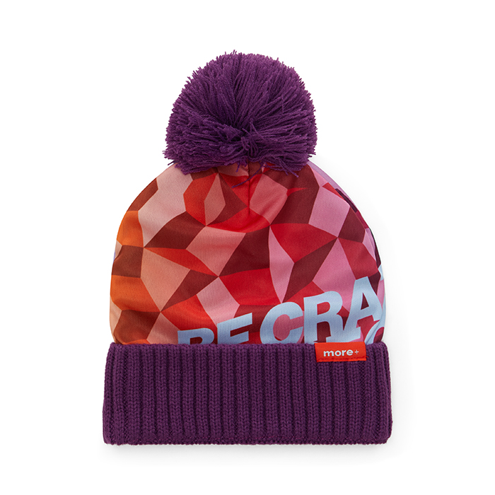 MW1032 Bonnet en polyester coloré avec intérieur en acrylique, pompon et bord côte 2*1. publicitaire personnalisé - vue 1