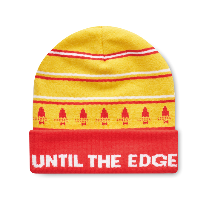 Bonnet à revers jacquard à motif personnalisé rPET.