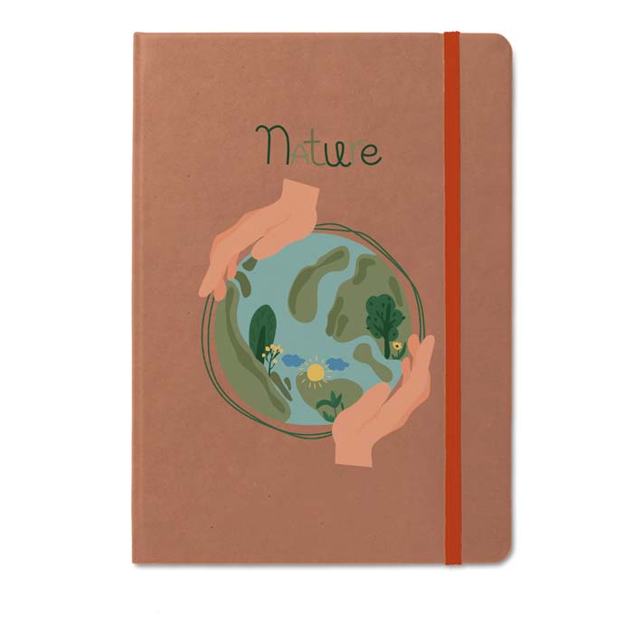 Carnet A5 à couverture rigide feuilles papier recyclé personnalisées.