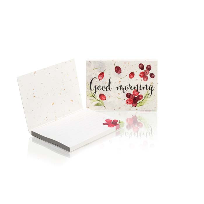 SNCS50 Couverture souple en papier café avec 50 notes adhésives recyclées imprimées. publicitaire personnalisé - vue 1