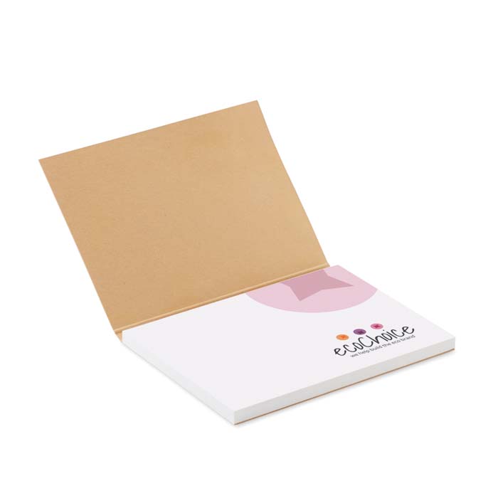 Couverture souple avec 50 notes adhésives imprimées en papier recyclé.