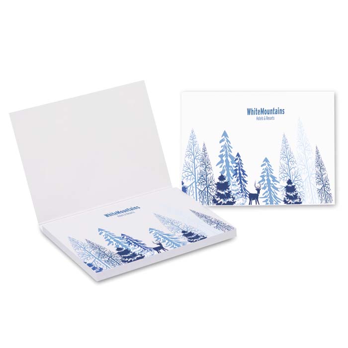 Couverture souple en papier avec 100 notes adhésives imprimées.