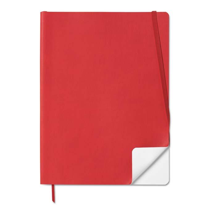 Cahier à couverture souple en cuir PU avec avec feuilles personnalisées.