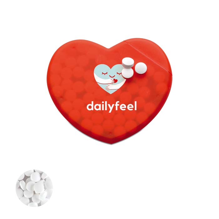 YC7158 Distributeur de bonbons à la menthe en plastique en forme de coeur. Dimension... publicitaire personnalisé - vue 1