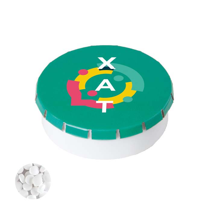 YC7232 Env. 12gr. de bonbons à la menthe sans sucre dans une boîte en plastique et u... publicitaire personnalisé - vue 1