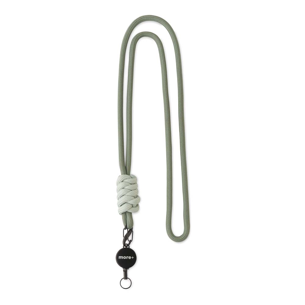 Lanyard avec cordon et enrouleur de badge en métal, avec nœud de couleur contrastante