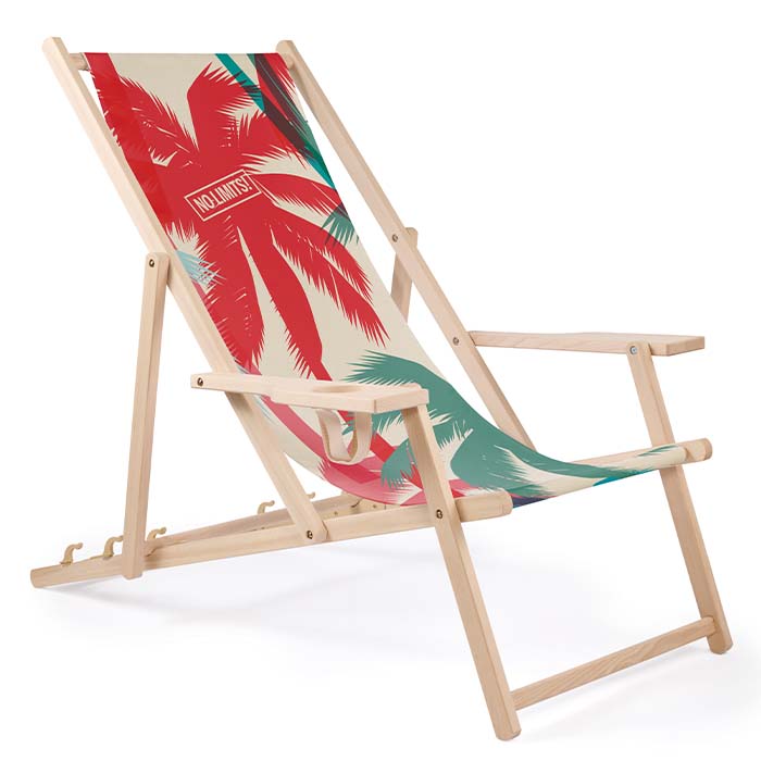 MCHA02 Chaise longue avec porte-gobelet et housse amovible (sublimée) publicitaire personnalisé - vue 2