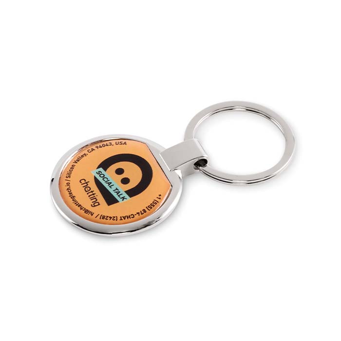 MK2038 Porte-clés en alliage de zinc de forme ronde avec doming. publicitaire personnalisé - vue 2