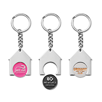 MK4001 Porte-clés en alliage de zinc avec jetons en émail doux (€1,- / £1) . publicitaire personnalisé - vue 2