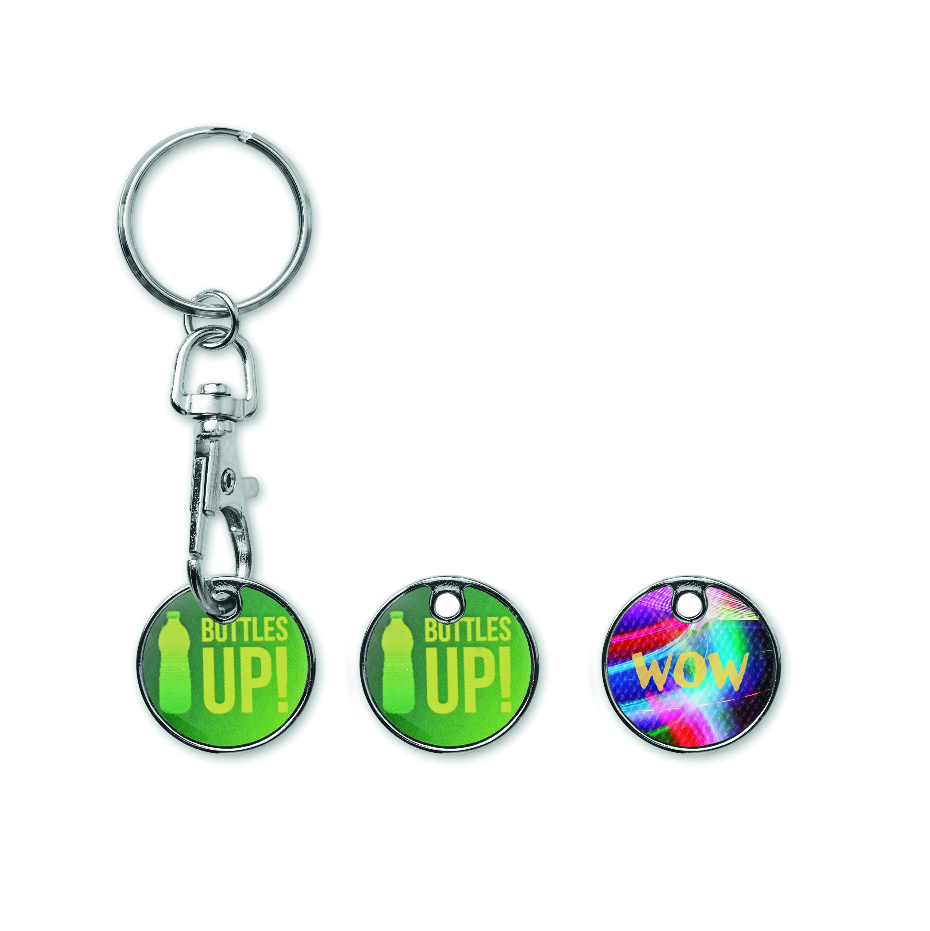 MK4006 Porte-clés avec feuille d'aluminium en quadri (€0,50 / €1 / £1). publicitaire personnalisé - vue 2