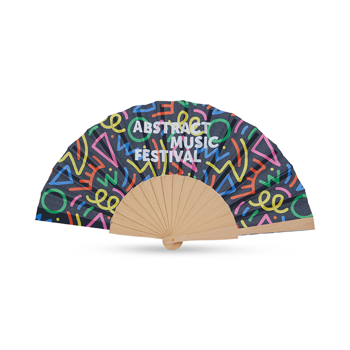 MPFN02 Eventail en bois avec votre motif en quadri sur une face. publicitaire personnalisé - vue 2