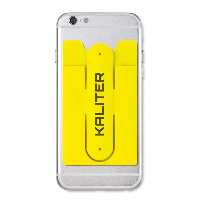 MPHN06 Pochette en silicone avec support à pression. logo en 1 couleur inclus publicitaire personnalisé - vue 2