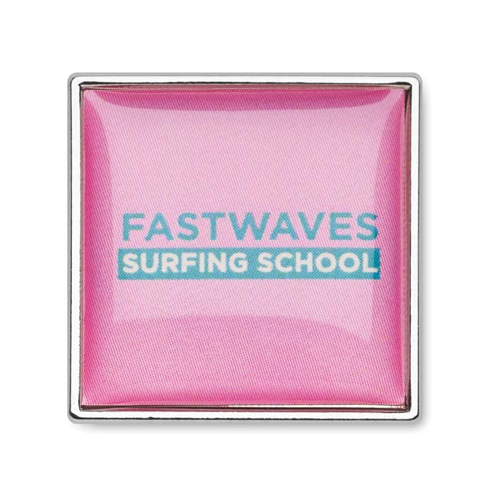 MPIN09 Pin's carré en métal avec doming publicitaire personnalisé - vue 2