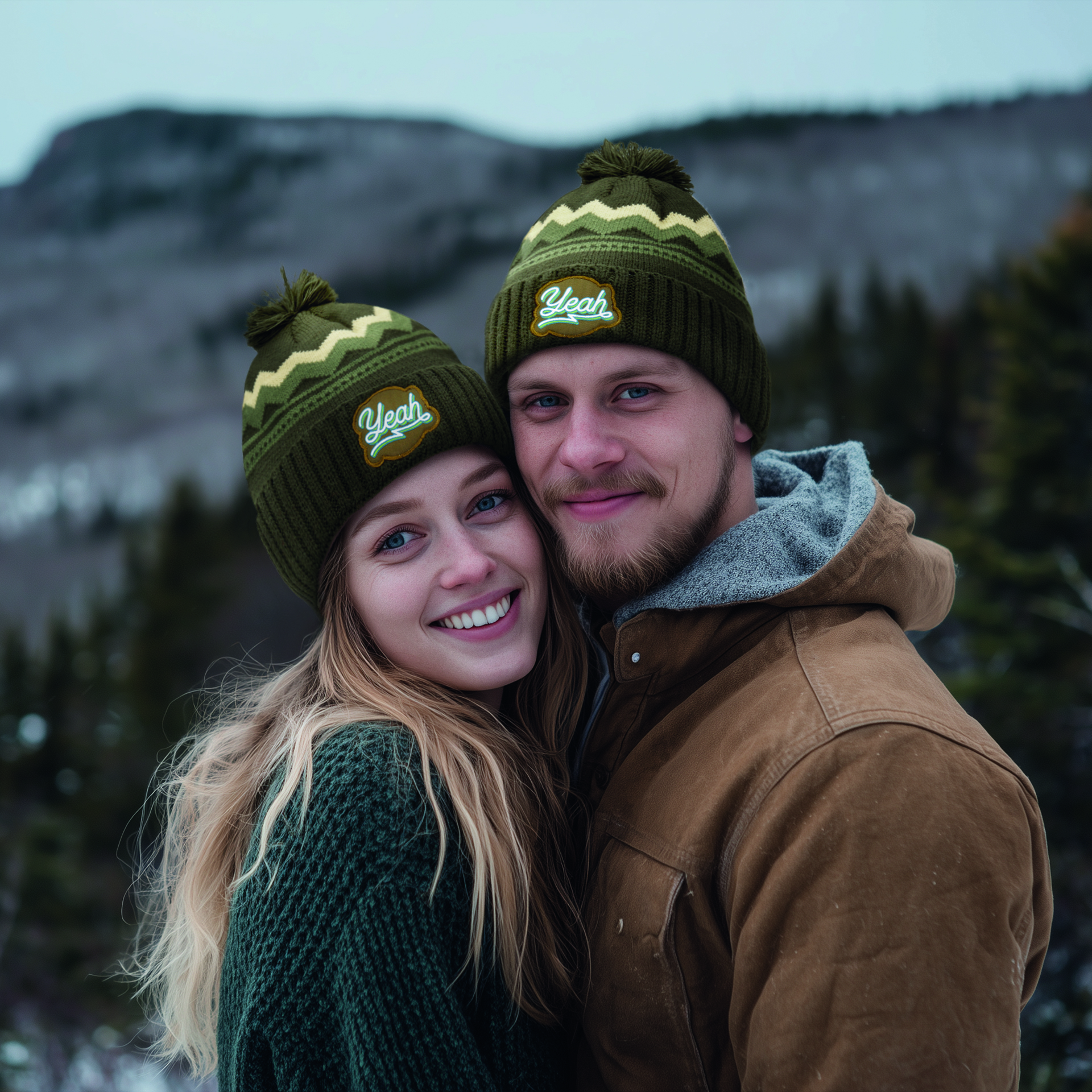 MW1025 Bonnet en acrylique à motifs personnalisés avec revers en tricot côtelé 2*1 e... publicitaire personnalisé - vue 2