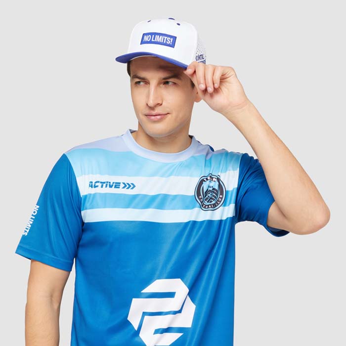 MH2327 Visière plate en pongé léger. Dos en maille perforée et cordon de couleur con... publicitaire personnalisé - vue 3