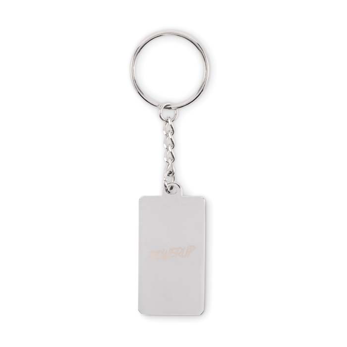 MK2037 Porte-clés en fer de forme rectangle avec doming. publicitaire personnalisé - vue 3