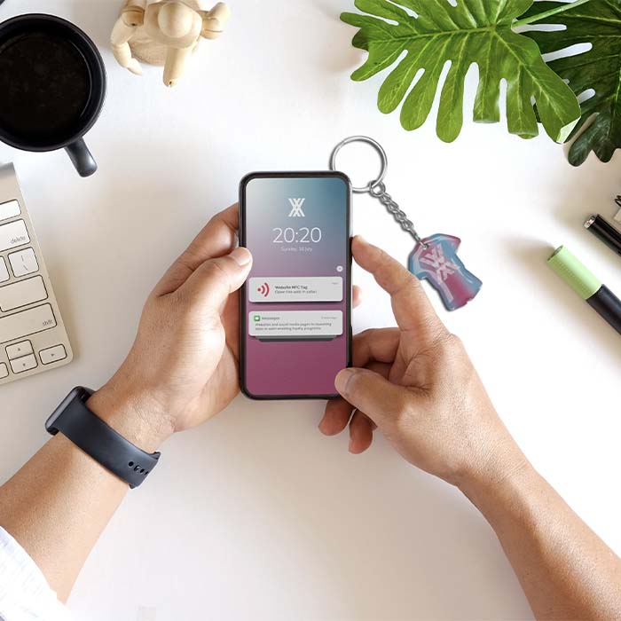MK5004 Porte-clés NFC préprogrammé de forme personnalisée avec doming. Taille : jusq... publicitaire personnalisé - vue 3