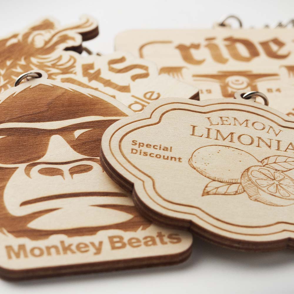 MK6001 Porte-clés en bois de forme personnalisée, fabriqué en contreplaqué de tilleu... publicitaire personnalisé - vue 3