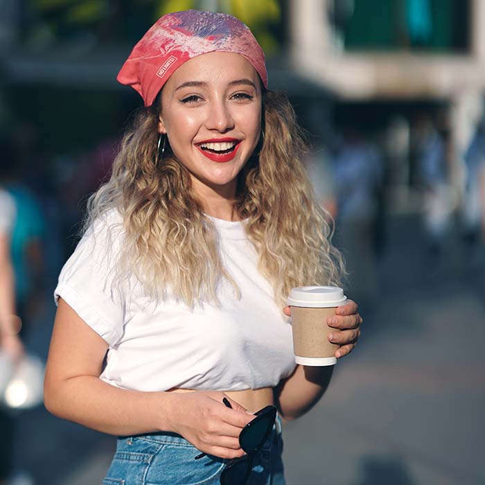 ML3603 Bandana en polycoton en quadri. 52x52cm. publicitaire personnalisé - vue 3