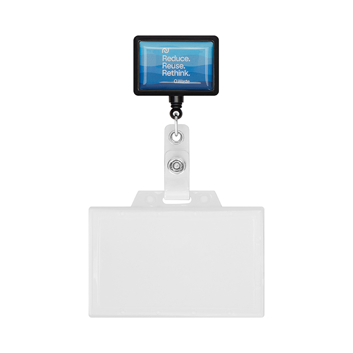 MLBR07 Enrouleur de badge rétractable en forme de rectangle avec logo. publicitaire personnalisé - vue 3