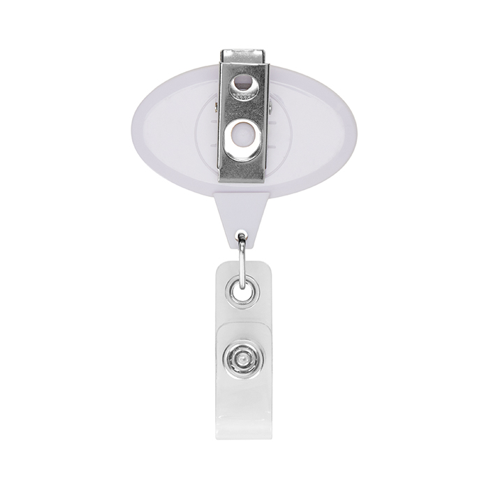 MLBR08 Enrouleur de badge rétractable de forme ovale avec logo. publicitaire personnalisé - vue 3