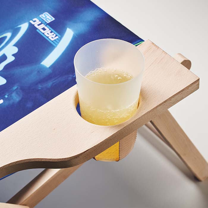 MCHA02 Chaise longue avec porte-gobelet et housse amovible (sublimée) publicitaire personnalisé - vue 4