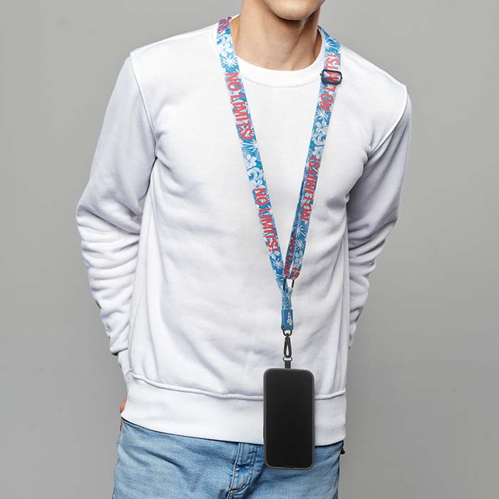 ML1075 Cordon porte-téléphone sublimé avec votre logo sur patch en PVC. publicitaire personnalisé - vue 4