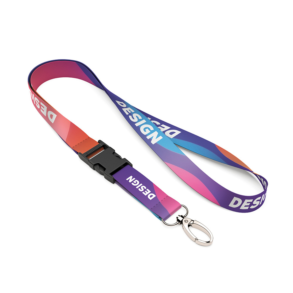 ML1304 Lanyard RPET avec boucle et motif en quadri sur les deux faces. publicitaire personnalisé - vue 4