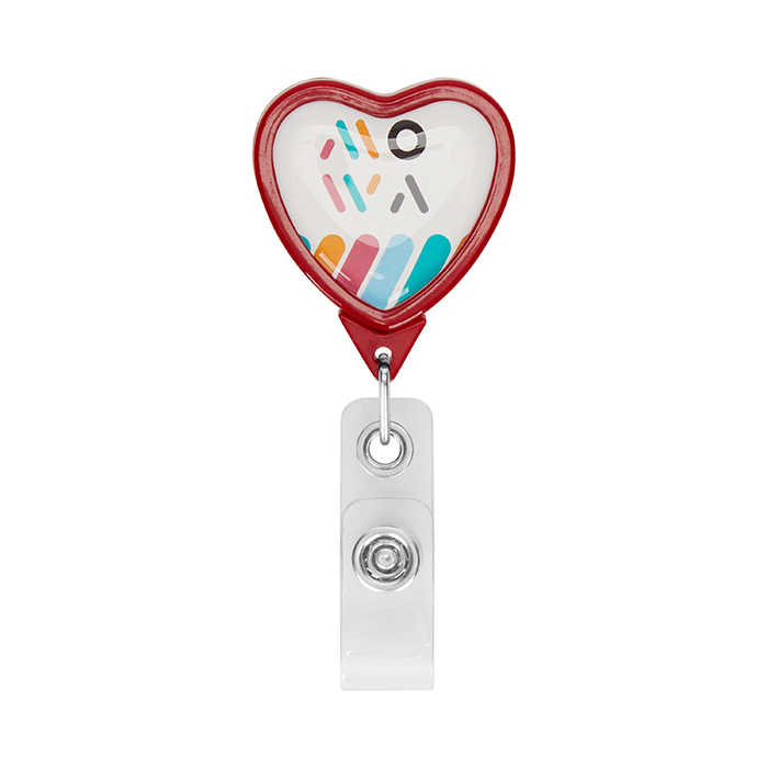 MLBR05 Enrouleur de badge rétractable en forme de coeur avec logo. publicitaire personnalisé - vue 4