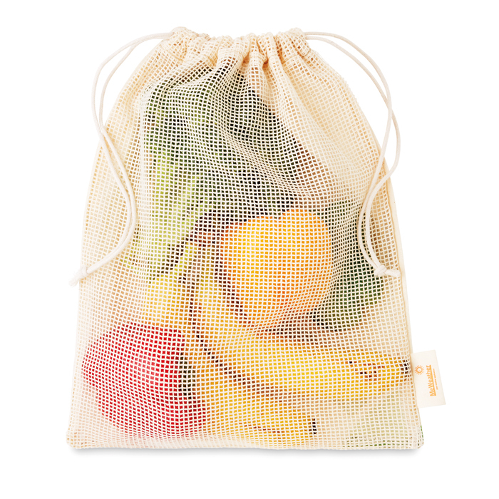 MB9010 Sac d'épicerie en coton avec maille sur 1 côté (30x35cm). publicitaire personnalisé - vue 5