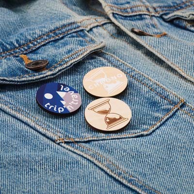 MBDG01 Épinglette en bois forme ronde avec fermeture par épingle de sûreté publicitaire personnalisé - vue 5