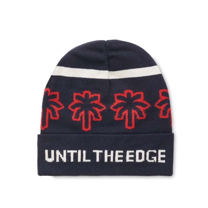 MW1112 Bonnet à revers jacquard à motif personnalisé rPET. publicitaire personnalisé - vue 5